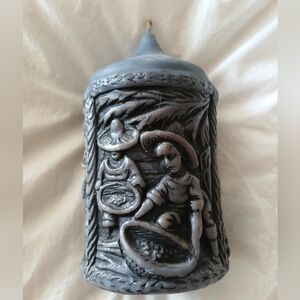 Hand Carved Blue Candle , Brasil Workers 2 Scenes